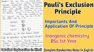 Pauli Exclusion Principle  Complete Handwritten Notes for BSc 1st Year bscnotes [upl. by Disario]