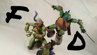 Revoltech TMNT Donatello and Leonardo Action Figure Review [upl. by Adniled97]