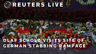 LIVE Chancellor Olaf Scholz visits site of German stabbing rampage  REUTERS [upl. by Melany]