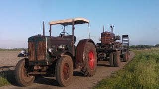 Hanomag R45 zieht schweren tieflader mit K55 im sand [upl. by Notserp]