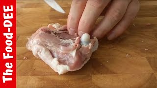 Easy way to debone a chicken thigh  a quothowtoquot tutorial [upl. by Mutz]