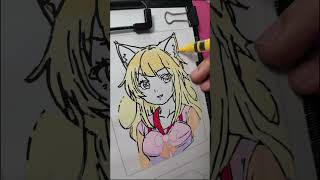 Art Kawai Cat Girl 02 An Miner Coloring Sketch Book satisfying satisfyingvideo anminer asmr [upl. by Tertius892]