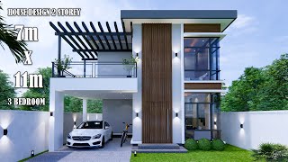 House Design  Simple House 2 Storey  7m x 11m with 3Bedroom [upl. by Ettecul639]