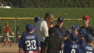 US President Barack Obama shocks Washington Little League teams with a surprise visit [upl. by Leila]