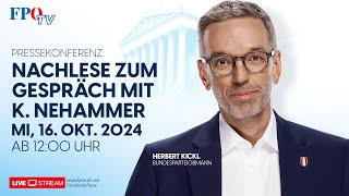 Pressekonferenz mit Herbert Kickl „Nachlese zum Gespräch mit Karl Nehammer“ [upl. by Idnaj]