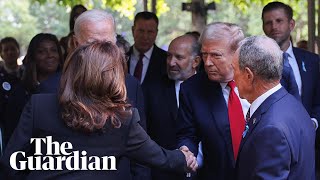 Trump and Harris shake hands during 911 memorial service [upl. by Cheyney541]