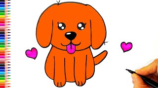 Çok Kolay Sevimli Köpekcik Çizimi  Köpek Nasıl Çizilir  Köpek Çizimi  How To Draw a Puppy [upl. by Eural88]