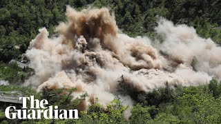 Huge explosions as North Korea destroys nuclear test site [upl. by Aidualk335]