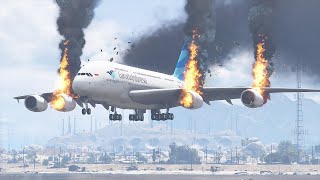 Etihad air bus a380 Mid air blasting crash with Boeing 747 Today shorts fyp gta5 arma3 [upl. by Arvonio]