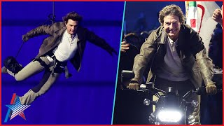 Tom Cruise SKYDIVES In JawDropping Stunt At Paris Olympics Closing Ceremony [upl. by Cynthea266]