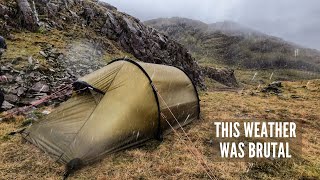 Solo Camping in the Mountains with Brutal Rain and Winds  Hilleberg Nammatj 2 in Storm Conditions [upl. by Annahtur]