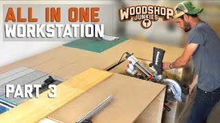 No clash MITER SAW INSTALLED to table saw station  ALL IN ONE woodworking workbench P3 [upl. by Noiroc949]