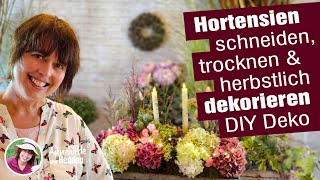 DIY Herstdekoration Hortensien schneiden dekorieren trocknen 2 Tischdeko Ideen selber machen [upl. by Anivla]