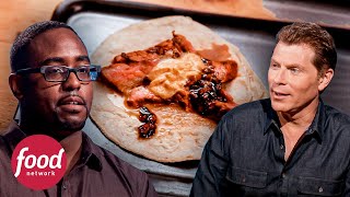 Díficil duelo con tacos de arrachera  Derrota a Bobby Flay  Food Network Latinoamérica [upl. by Tevlev]