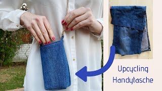 Upcycling  Handyhülle aus alter Jeans  einfach amp schnell [upl. by Slyke]