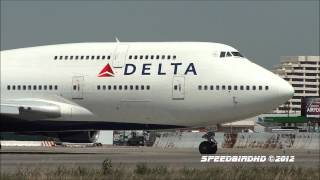 Delta Airlines Boeing 747451s Landing and Takeoff From Los Angeles [upl. by Dierdre589]