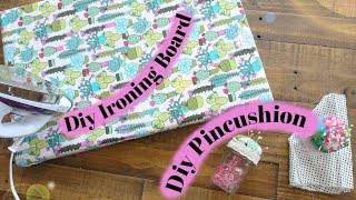 DIY Sewing Essentials using scrap fabric  Ironing Board and Mason Jar Pincushion [upl. by Llekcir]