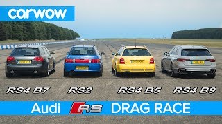 Audi RS4 generations DRAG RACE ROLLING RACE amp review  carwow [upl. by Ertemed904]