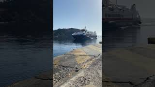 Dodekanisos fast ferry arriving in the Port of Skala Patmos aegeansea aegeancoast aegeanislands [upl. by Brianne608]