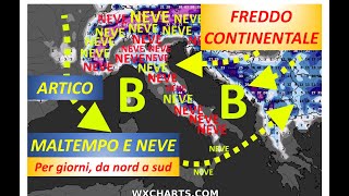 METEO  CONFERMATA NEVE FINO ALLA COSTE POI TORNA IPOTESI NEVE IN PIANURA AL NORD SUPER INVERNO [upl. by Nikal]