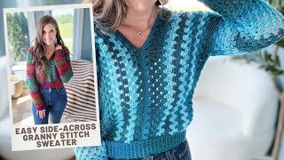 Wapta Falls Crochet Pullover Easy Crochet Granny Stitch Pullover Pattern [upl. by Neleh]