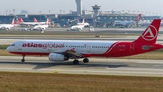 Atlasglobal Airbus A321 kalkış Istanbul Atatürk Havalimanı rolling takeoff [upl. by Trauts]