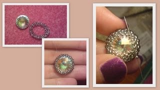 Basic Beaded rivoli Beading Tutorial by HoneyBeads1 Photo tutorial [upl. by Enilegna]