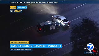 FULL CHASE CHP slams into car to end wild pursuit on 101 Freeway [upl. by Noleta]