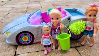 Car washing  Elsa amp Anna toddlers [upl. by Occer481]