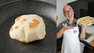 Pane fatto in padella senza lievito naan pita [upl. by Ozmo]