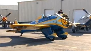 HandCranking the Inertia Starter on Restored 1934 Boeing P26 quotPeashooterquot Fighter Plane [upl. by Liryc]