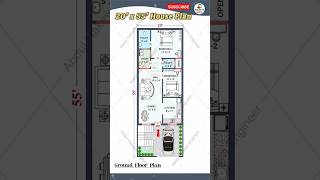 20x55 House Plan 2055 House Plan with car Parking 20by55 houseplan homedesign shorts ytshorts [upl. by Hymen]