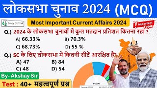 Lok Sabha Election 2024  Most Important MCQ  Current Affairs  Lok Sabha Election MCQ Akshay Sir [upl. by Neellok]