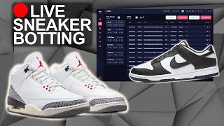 🔴LIVE  Botting the Nike Air Jordan 3 Reimagined amp Panda Dunk  The Moment of Truth [upl. by Darum]