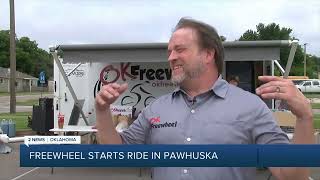 OKLAHOMA FREEWHEEL Weeklong bike ride starts in Pawhuska [upl. by Nwahsit]