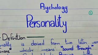 Personality  Theories of Personality Psychology APSY111 PU [upl. by Goggin]