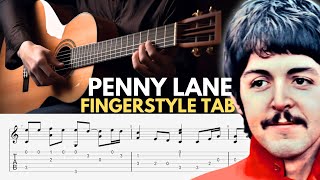 Penny Lane Fingerstyle Tab  The Beatles [upl. by Ahseihs]