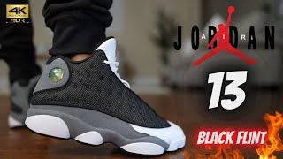 JORDAN 13 BLACK FLINT DETAILED REVIEW amp ON FEET W LACE SWAPS [upl. by Ycniuqed161]