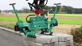 Hunklinger MultiSteingreif S400  Bankettplatten verlegen [upl. by Petulah]