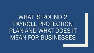 Payroll Protection Program 2 [upl. by Llerrah]