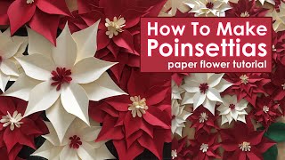 DIY Paper Poinsettias  How to Make Poinsettias  Christmas Decorations  Easy Paper Flower Tutorial [upl. by Haila]