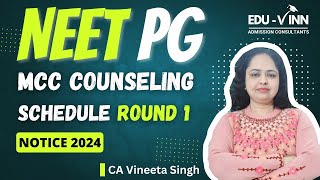 🚀NEET PG MCC Counseling Schedule Round 1 🔥 Notice 2024👈 [upl. by Rocco]