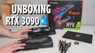 UNBOXING GIGABYTE AORUS RTX 3090 Xtreme WATERFORCE  BENCHMARK i7 6950X [upl. by Noscire]