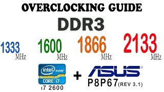 Overclocking ddr3 to 1600 1866 and 2133 MHz on ASUS P8P67  i7 2600k [upl. by Straub]