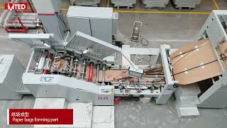 Paper Bag Making Machine with infolding handle and inline printing [upl. by Inesita]