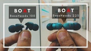 boAt BassHeads 100 vs boAt BassHeads 225 Earphones Comparison [upl. by Lefton]