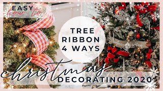 HOW TO PUT RIBBON ON A CHRISTMAS TREE  4 EASY RIBBON TUTORIALS [upl. by Dag]