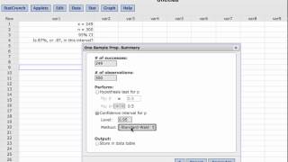 Confidence Intervals Estimating a Population Proportion using StatCrunch [upl. by Anaizit]