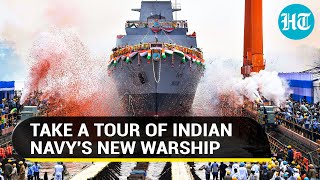 Indian Navy Gets New Warship Most Advanced INS Vindhyagiri Launched  Take A Tour [upl. by Arbe978]