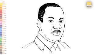 Martin Luther King Jr drawing easy  How to draw Martin Luther King Jr drawing step by step [upl. by Royce588]